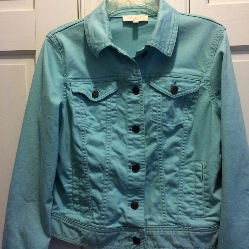 Talbots teal jean jacket petite